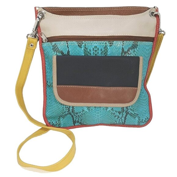 Leather patchwork small cross body, shoulder bag, handbag, purse NEW NO TAGS - Picture 1 of 8